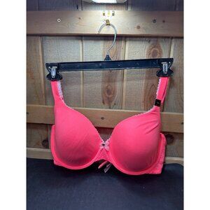 Victorias Secret Pink Lined Perfect Coverage Bra 38DD Coral Lace Trim NWT